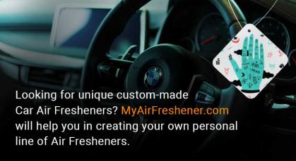 Looking for unique custom-made Car Air Fresheners? MyAirFreshener.com will help you in creating your own personal line of air fresheners